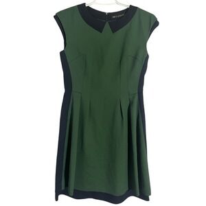 The Tilbury Women Green Navy Collared Cap Sleeve Dress Retro Vintage Style